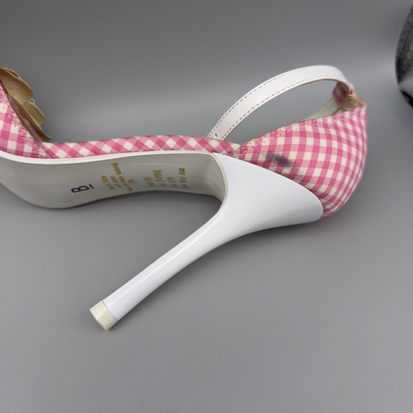 Bakers Heels Womens Size 7B Pink Gingham Ankle Mary Ann Shoes Flower Picnic Cute - Picture 10 of 16